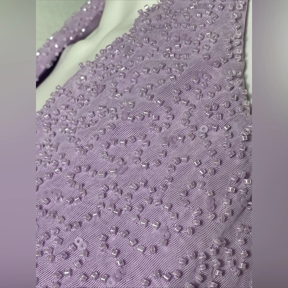 Oh Polly Venice Embellished Plunge Halter Neck Midaxi Dress in Lilac Size 10 - Picture 8 of 16